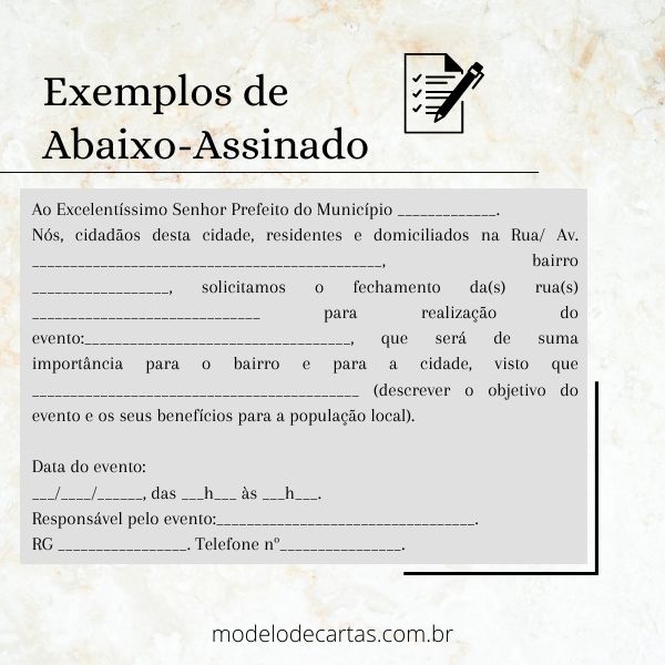 Exemplo De Abaixo Assinado Escolar Para Rua Em Sentido Unico